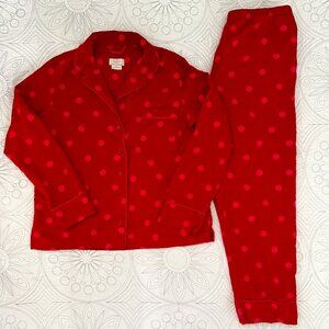 KATE SPADE Polka Dot Flannel Pajamas Red/Pink Lounge PJ Set
